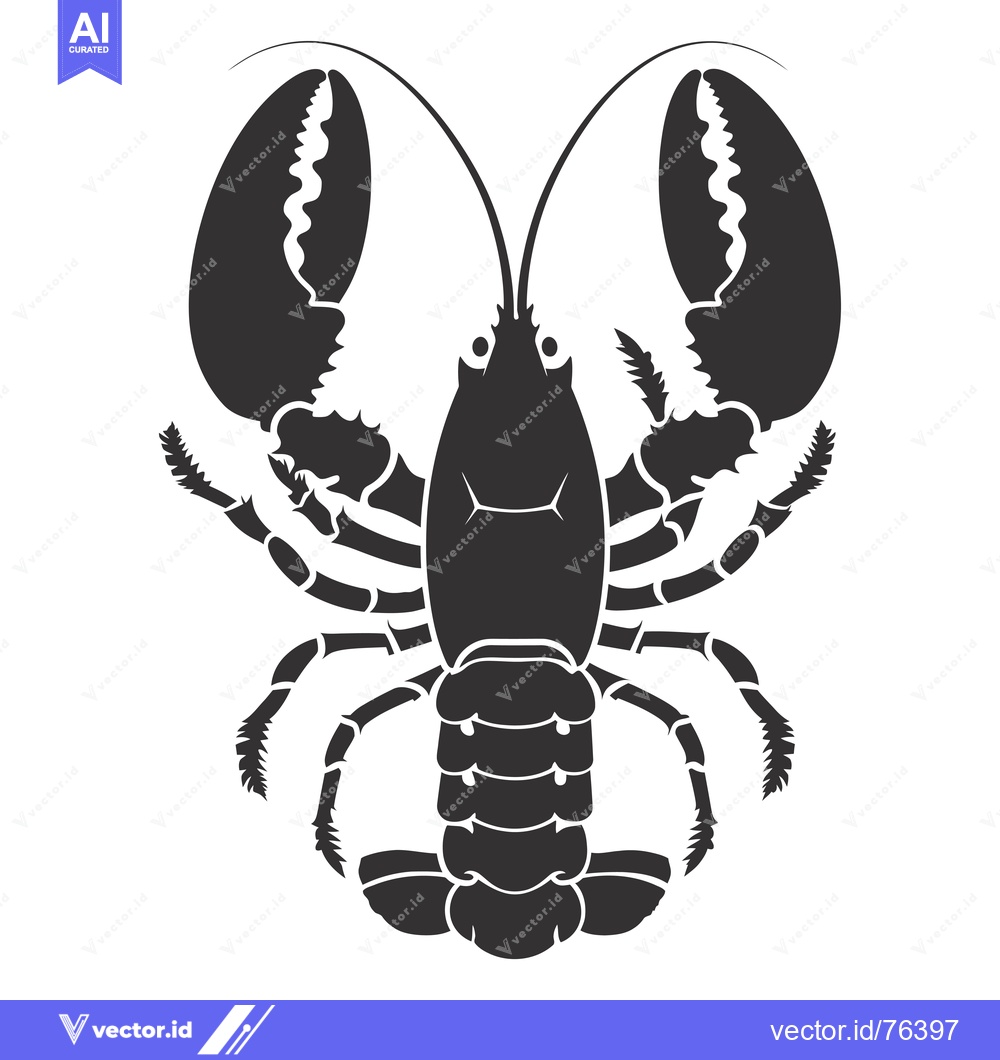 Premium Vector dari Silhouette of a Lobster with Claws Raised