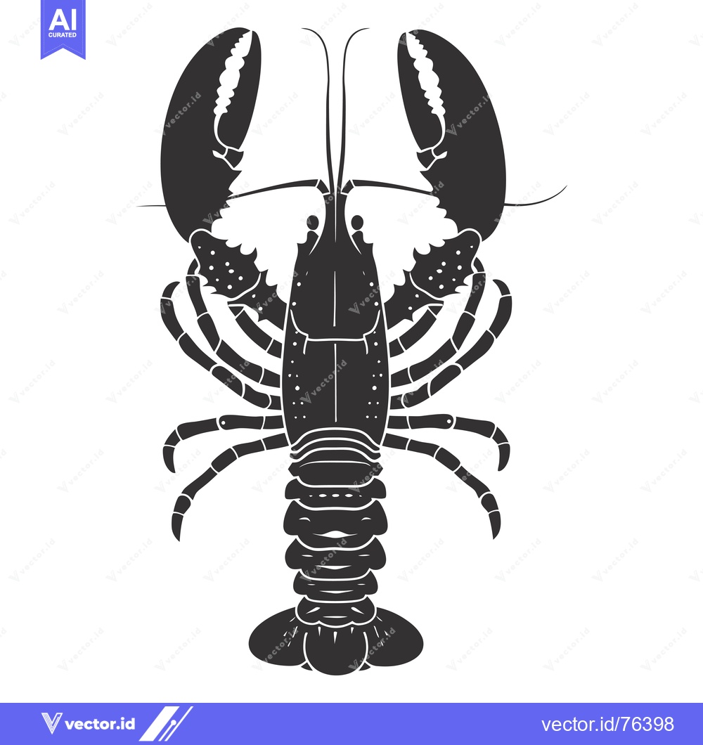 Premium Vector dari Black and White Silhouette of a Lobster