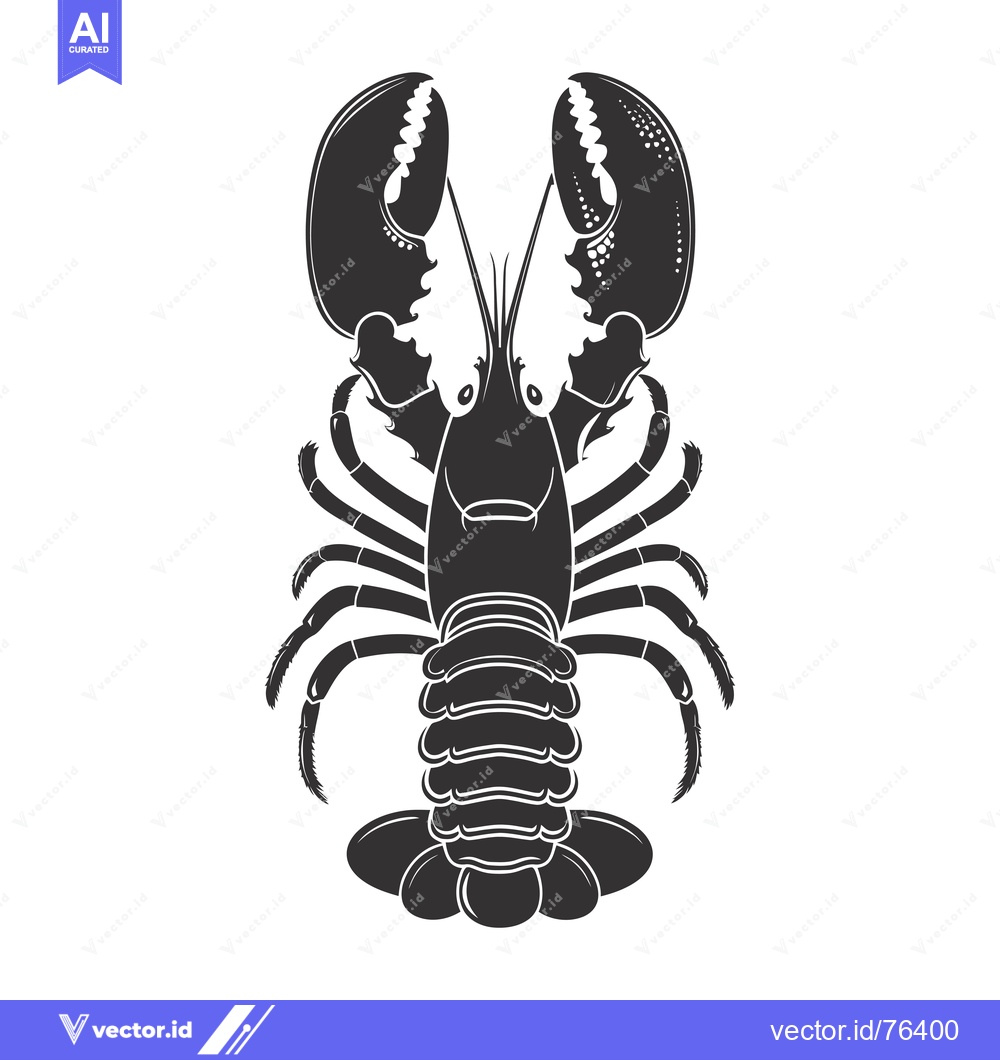 Premium Vector dari Silhouette of a Lobster with Claws Up