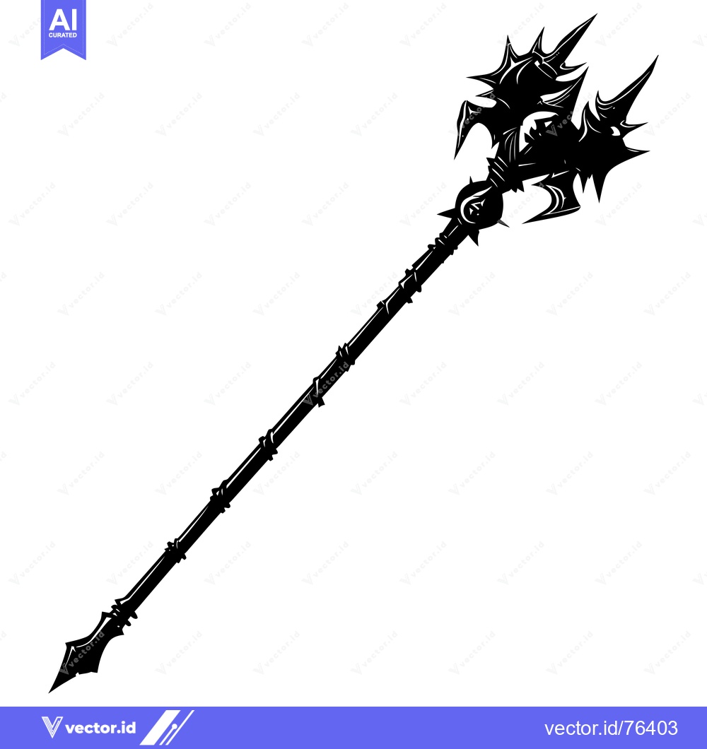 Premium Vector dari A black silhouette of a spiked staff weapon