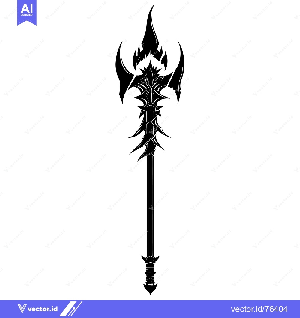 Premium Vector dari A Black and White Illustration of a Fantasy Weapon