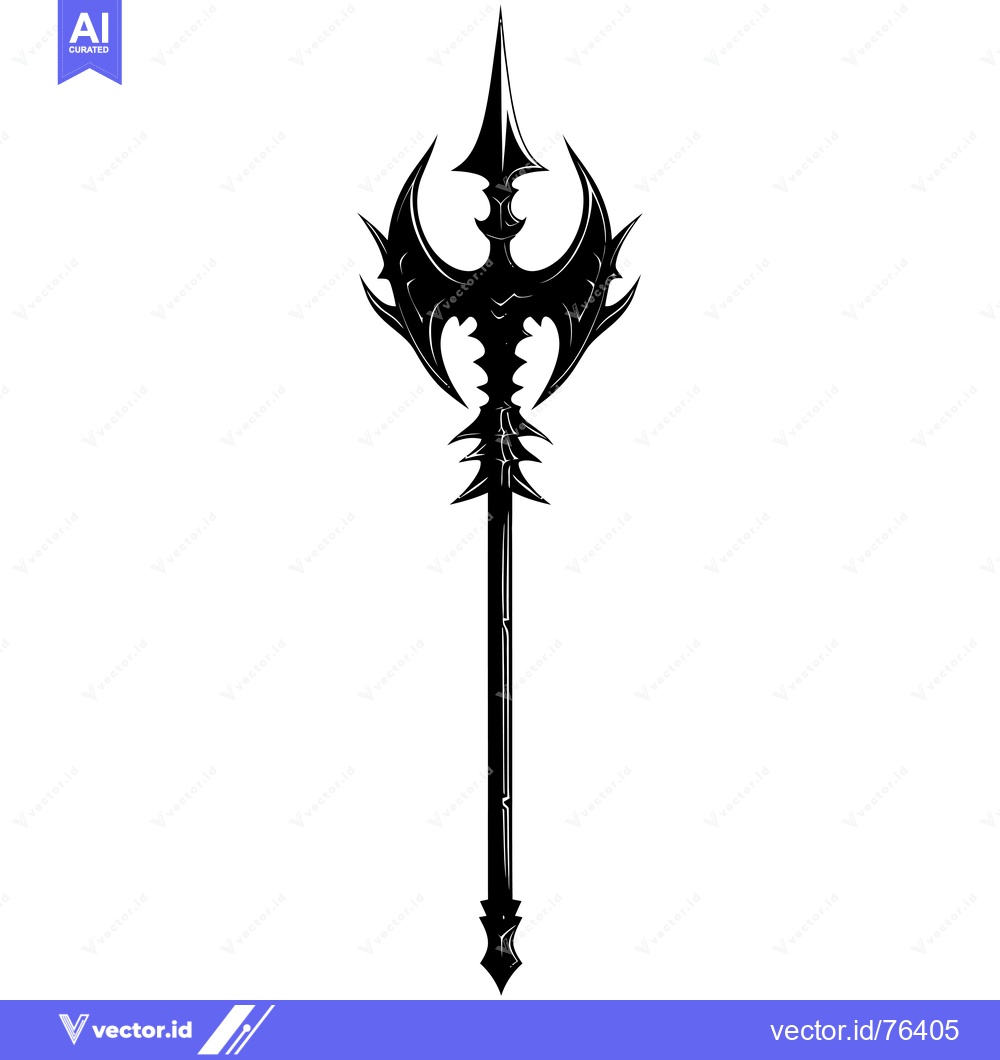 Premium Vector of A Black and White Illustration of a Spiked Spear