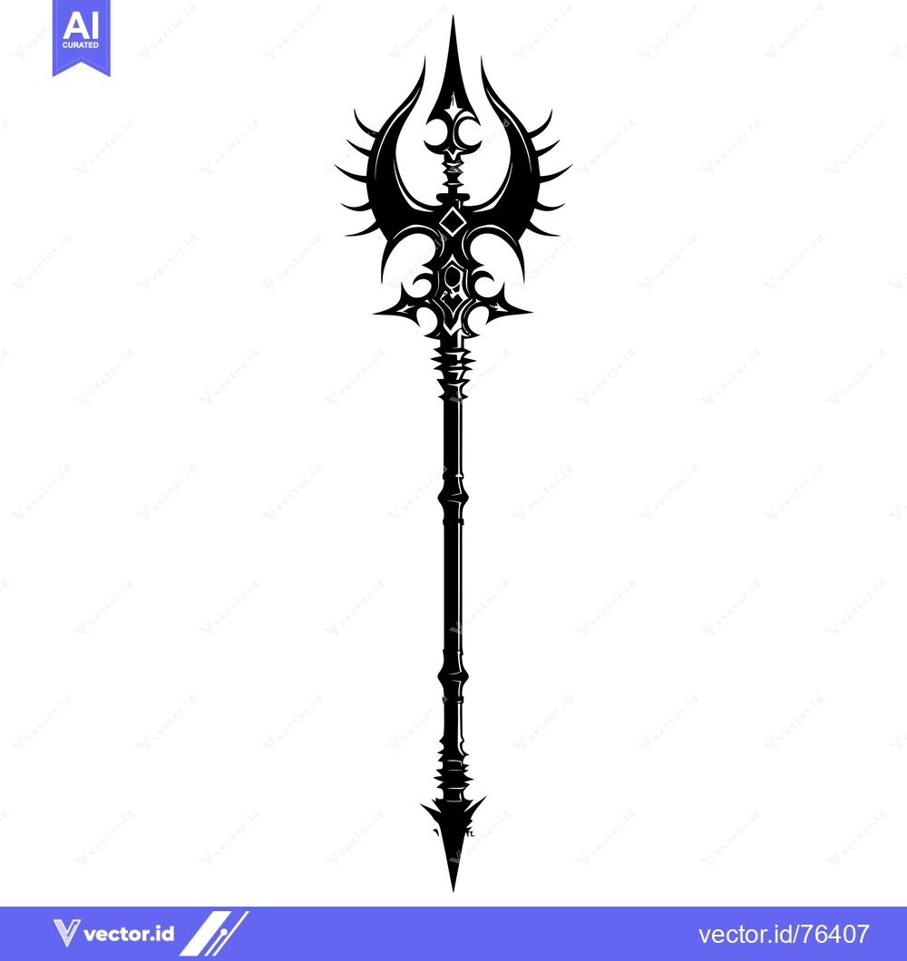 Premium Vector dari A Black and White Illustration of an Ornate Spear