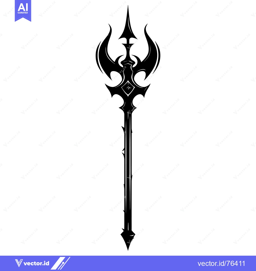 Premium Vector of Black and White Stylized Illustration of a Spear