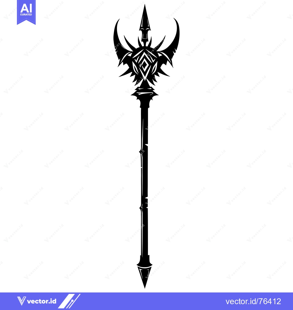 Premium Vector of Ornate Black and White Spear with Geometric Design