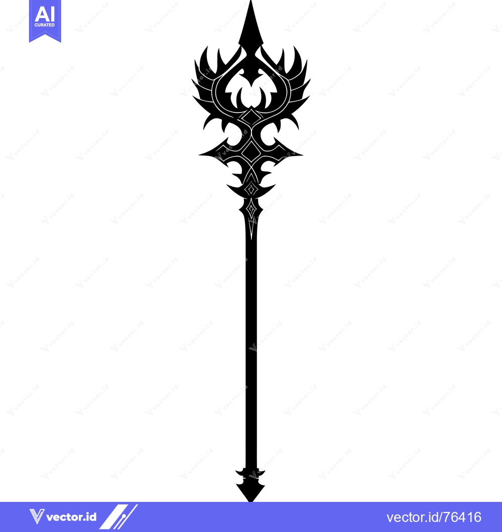 Premium Vector of Ornate Black Spear With Intricate Design
