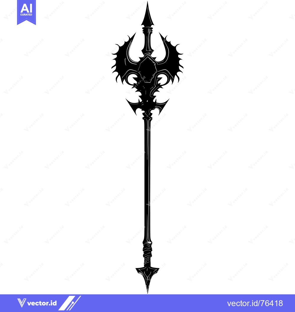 Premium Vector of Black and White Illustration of a Spiked Spear