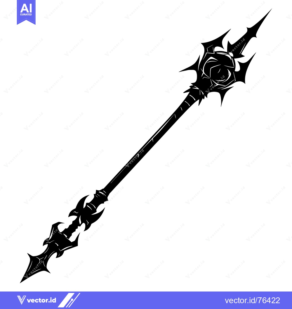 Premium Vector dari A Silhouetted Spiked Spear with a Decorative Head