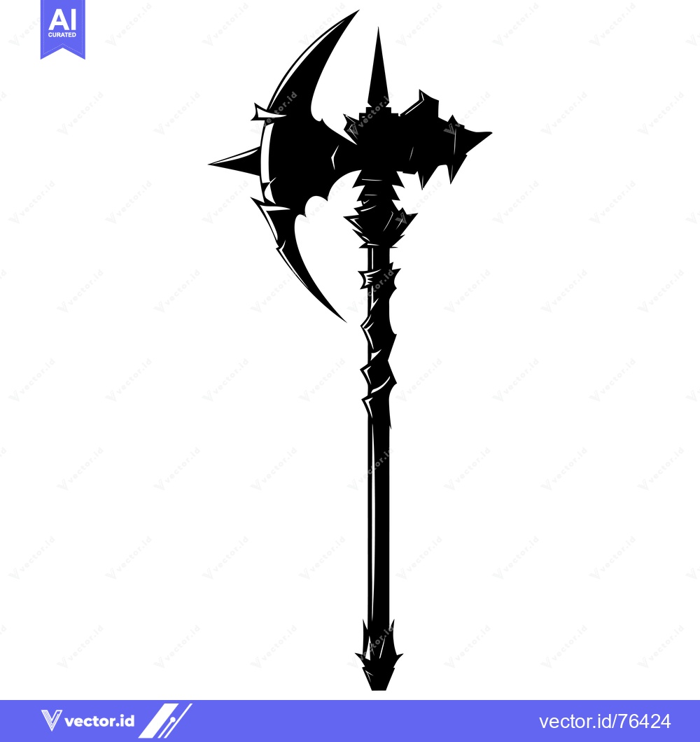 Premium Vector dari Spiked and Ornate Medieval Axe in Silhouette