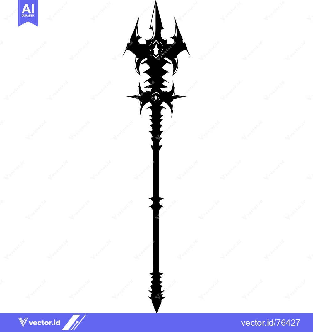 Premium Vector dari Black and White Illustration of a Stylized Spear