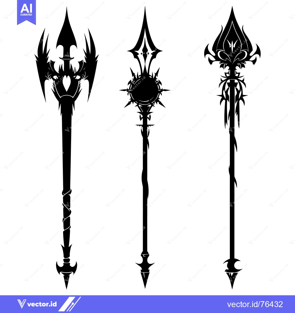 Premium Vector dari Three Ornate Black Spear Silhouettes