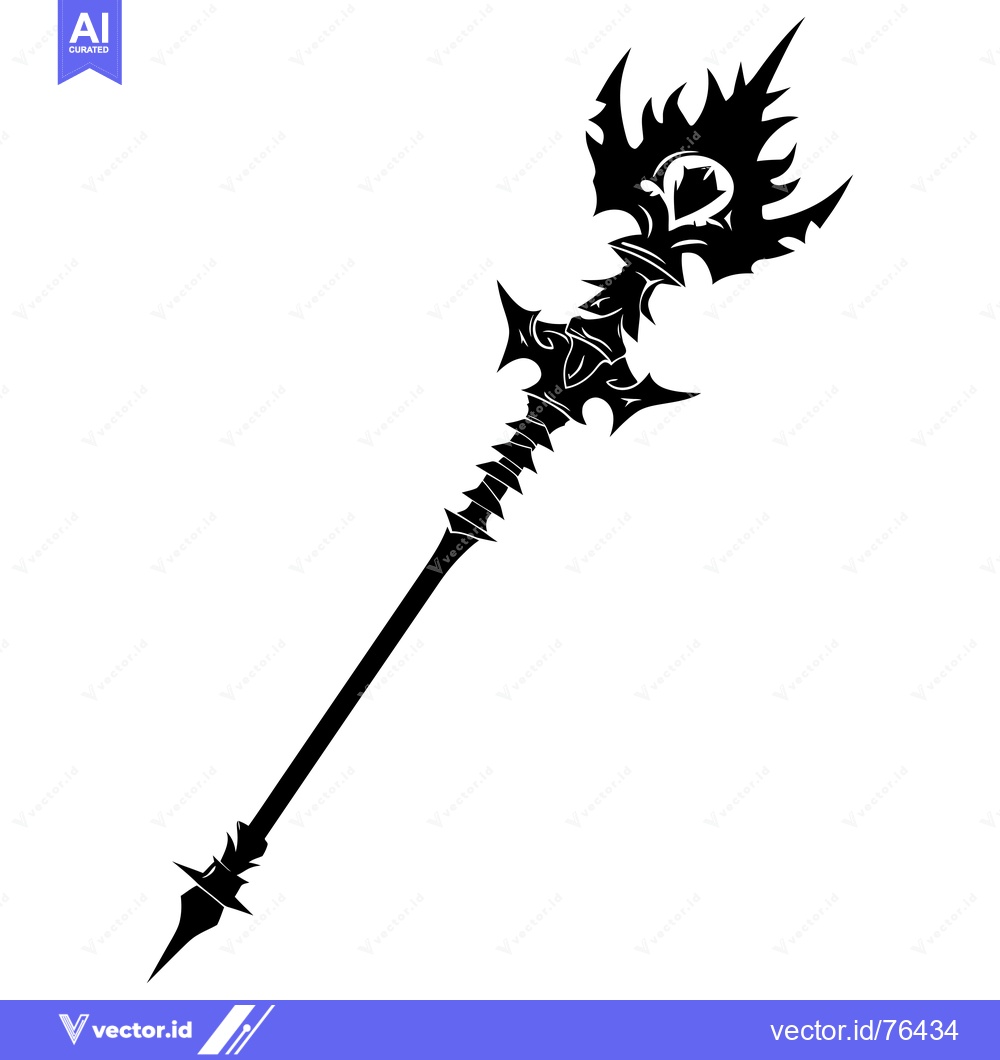 Premium Vector of A Detailed Black and White Illustration of a Spiked Staff