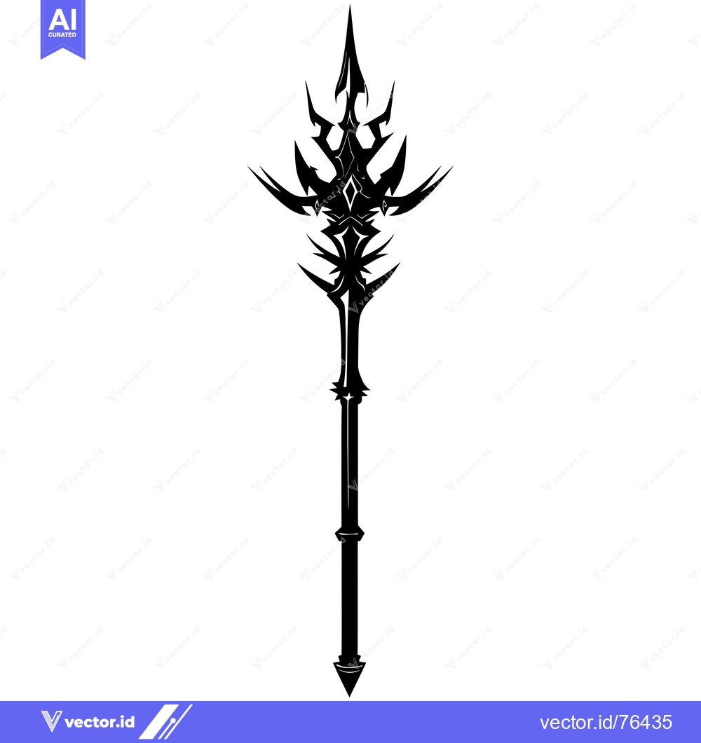 Premium Vector dari Black and White Illustration of a Stylized Spear