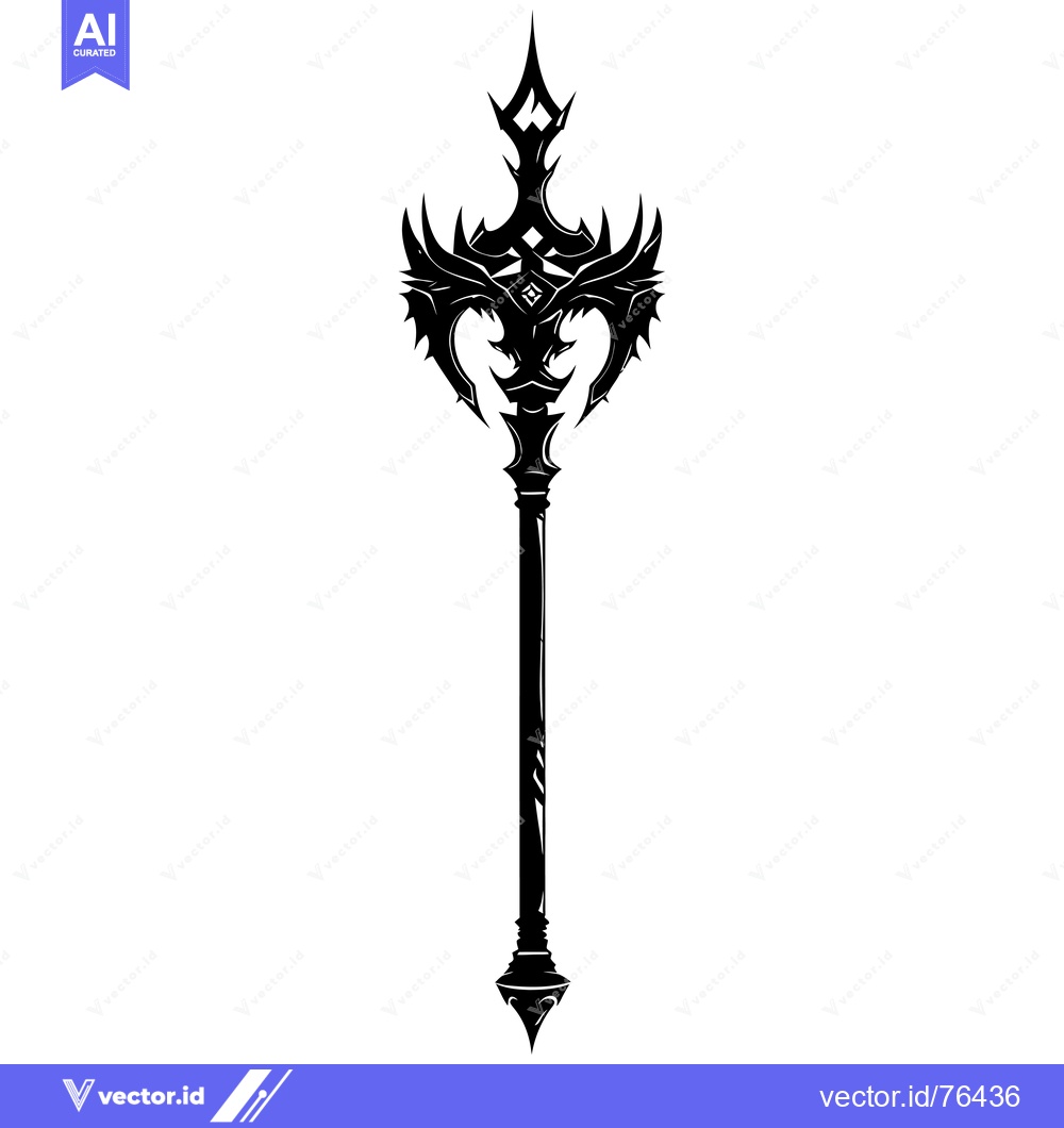 Premium Vector dari A Black and White Illustration of a Fantasy Weapon