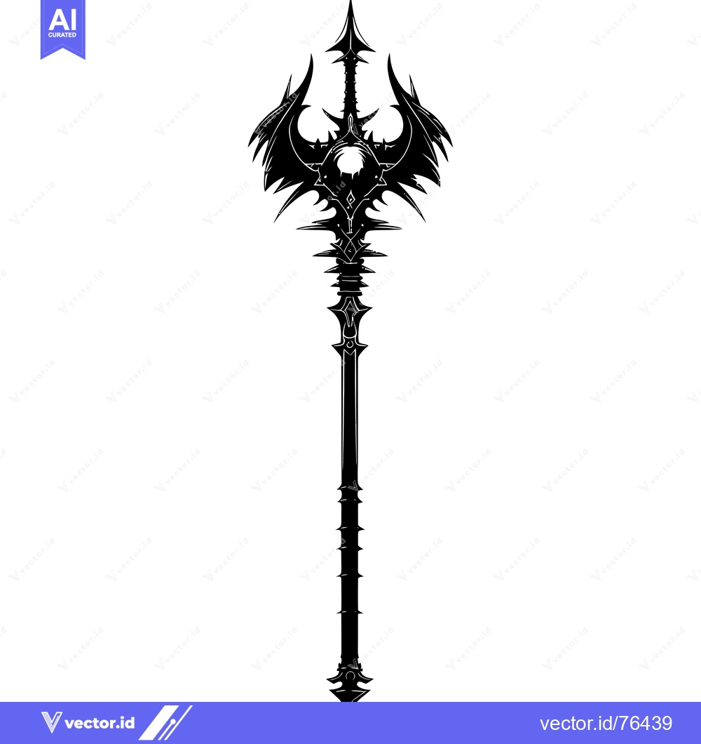 Premium Vector dari Black and White Illustration of a Spiked Trident