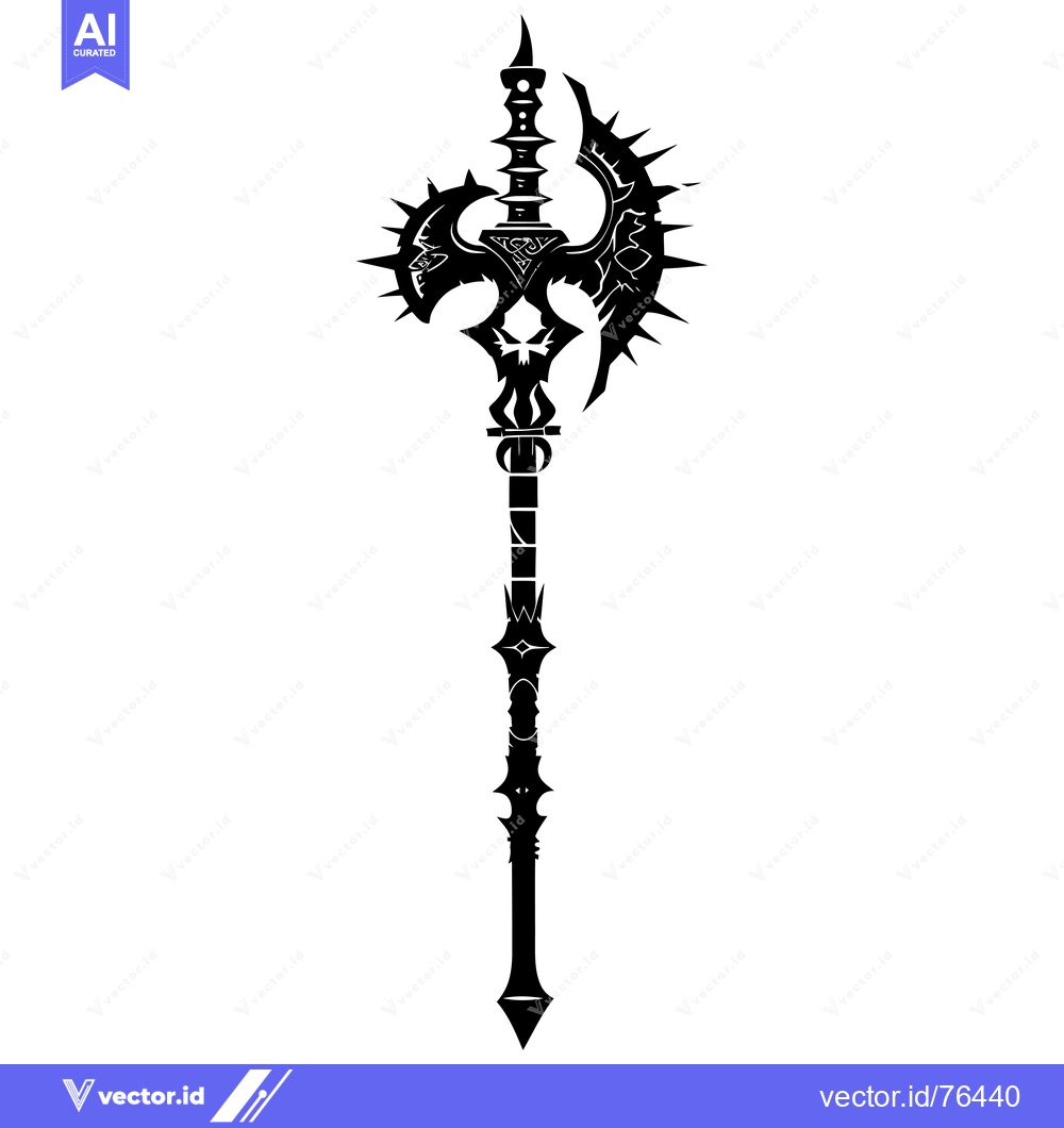 Premium Vector dari Black and White Illustration of a Spiked Weapon with a Sharp Point