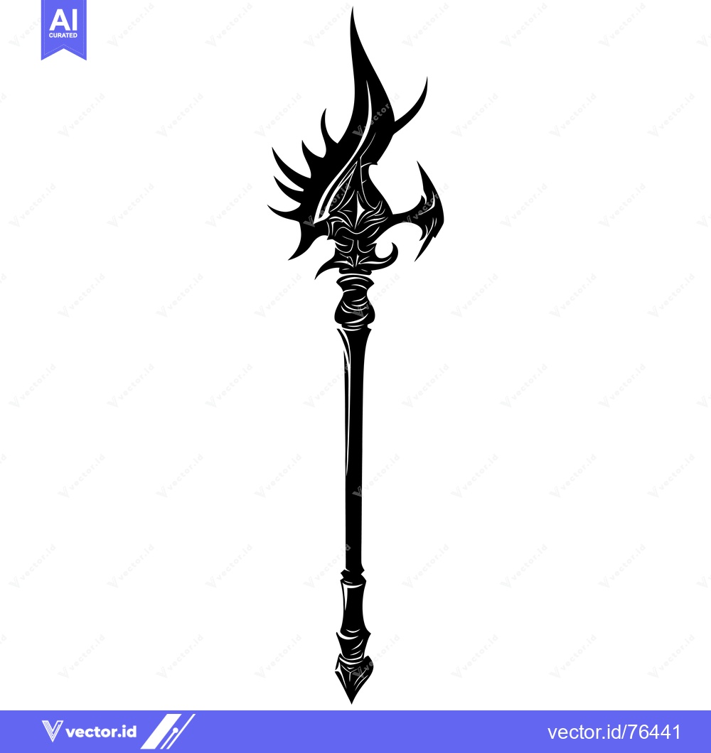 Premium Vector of Ornate Black and White Spear with Intricate Designs