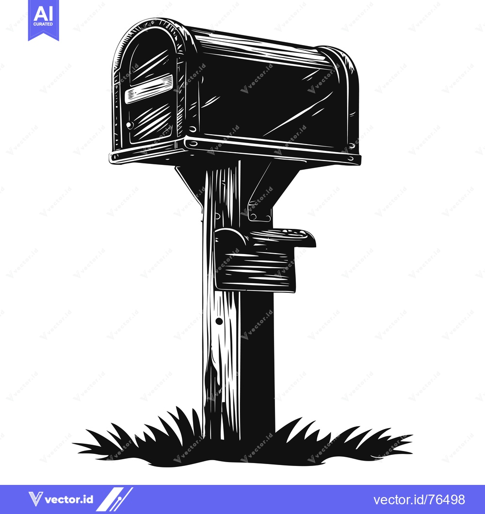 Premium Vector dari Black and White Illustration of a Mailbox