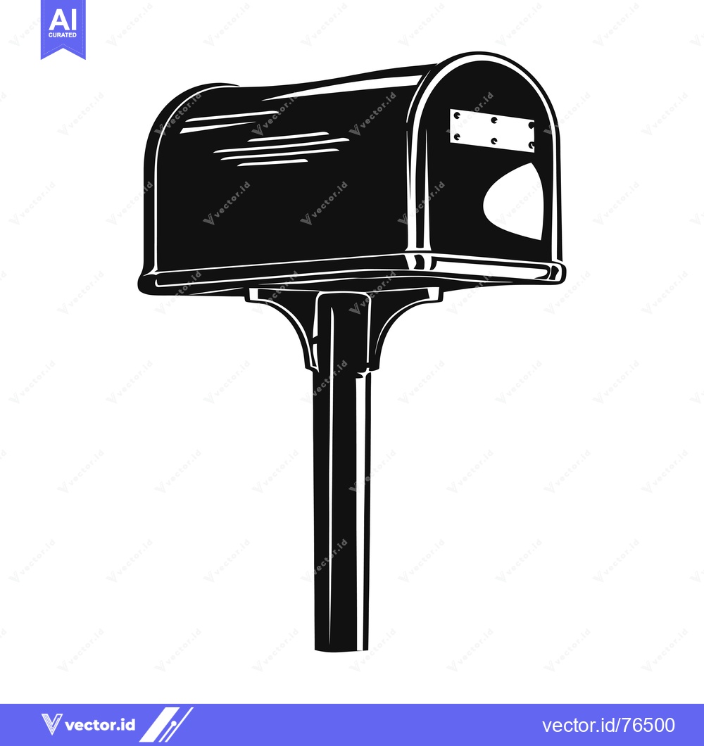 Premium Vector of Black and White Silhouette of a Mailbox on a Pole