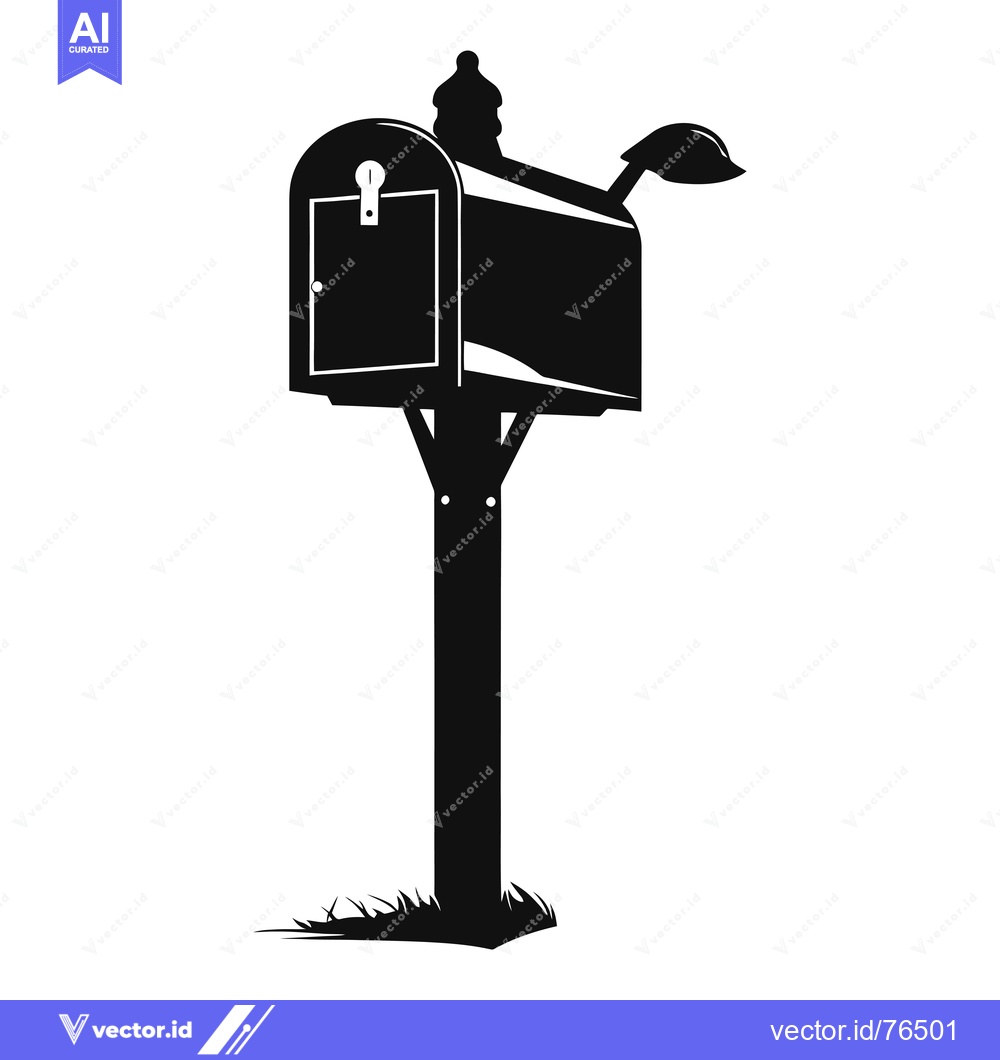 Premium Vector dari Silhouette of a Mailbox with a Post and Grass