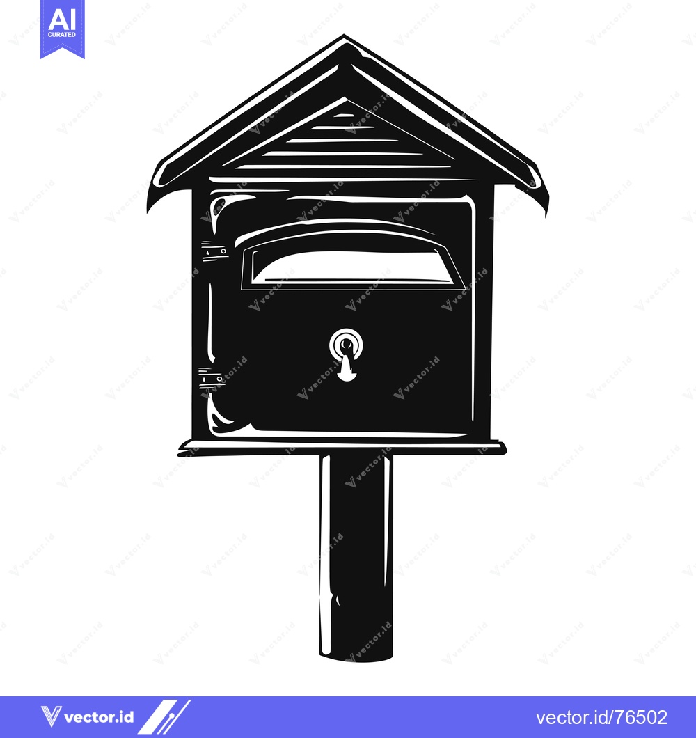 Premium Vector dari A Black and White Illustration of a Classic Mailbox