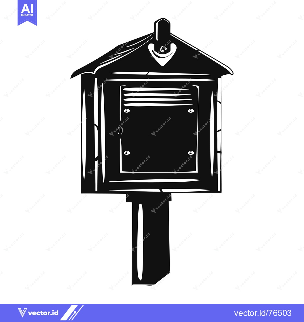 Premium Vector dari A black and white silhouette drawing of a small wooden structure on a