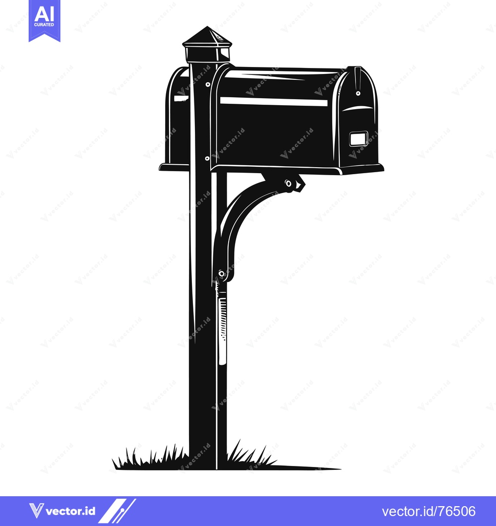 Premium Vector dari Black and White Silhouette of a Mailbox on a Post