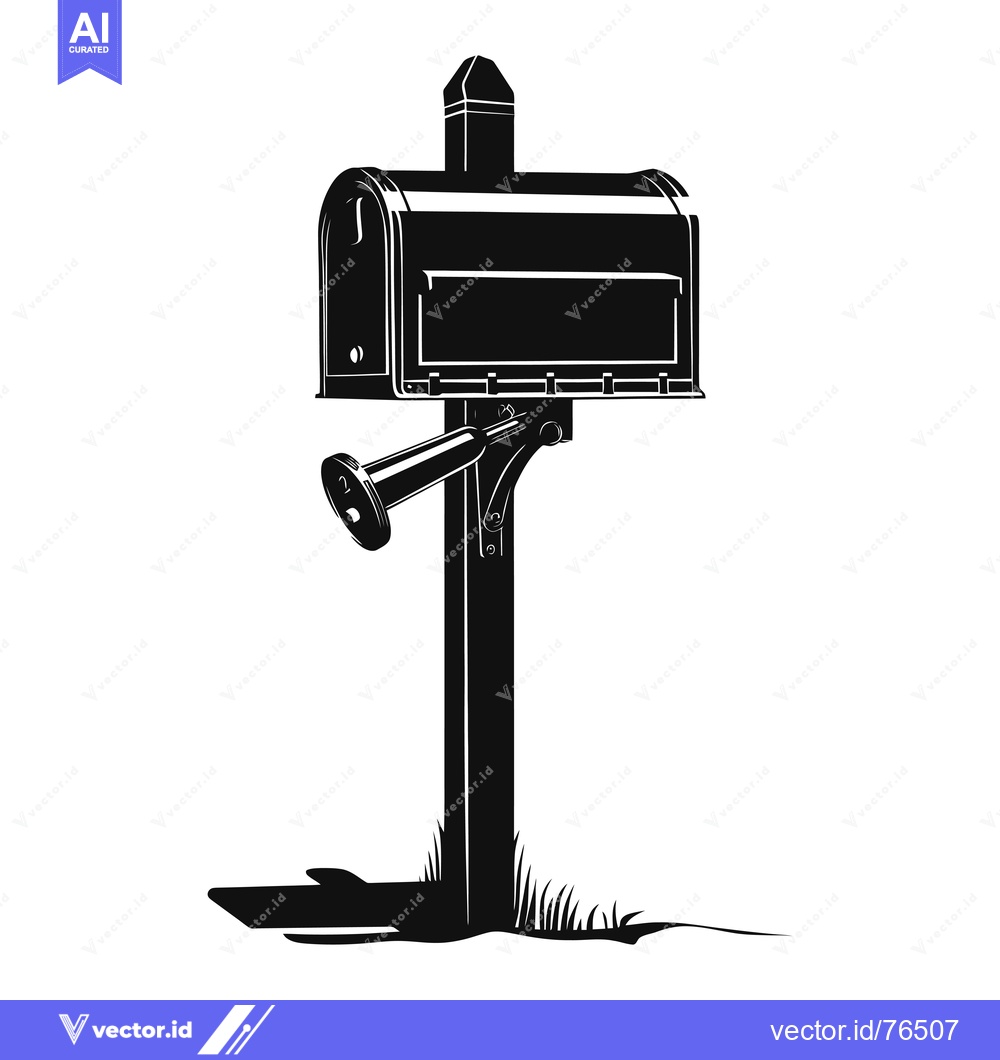 Premium Vector dari A Black and White Silhouette of a Mailbox on a Post