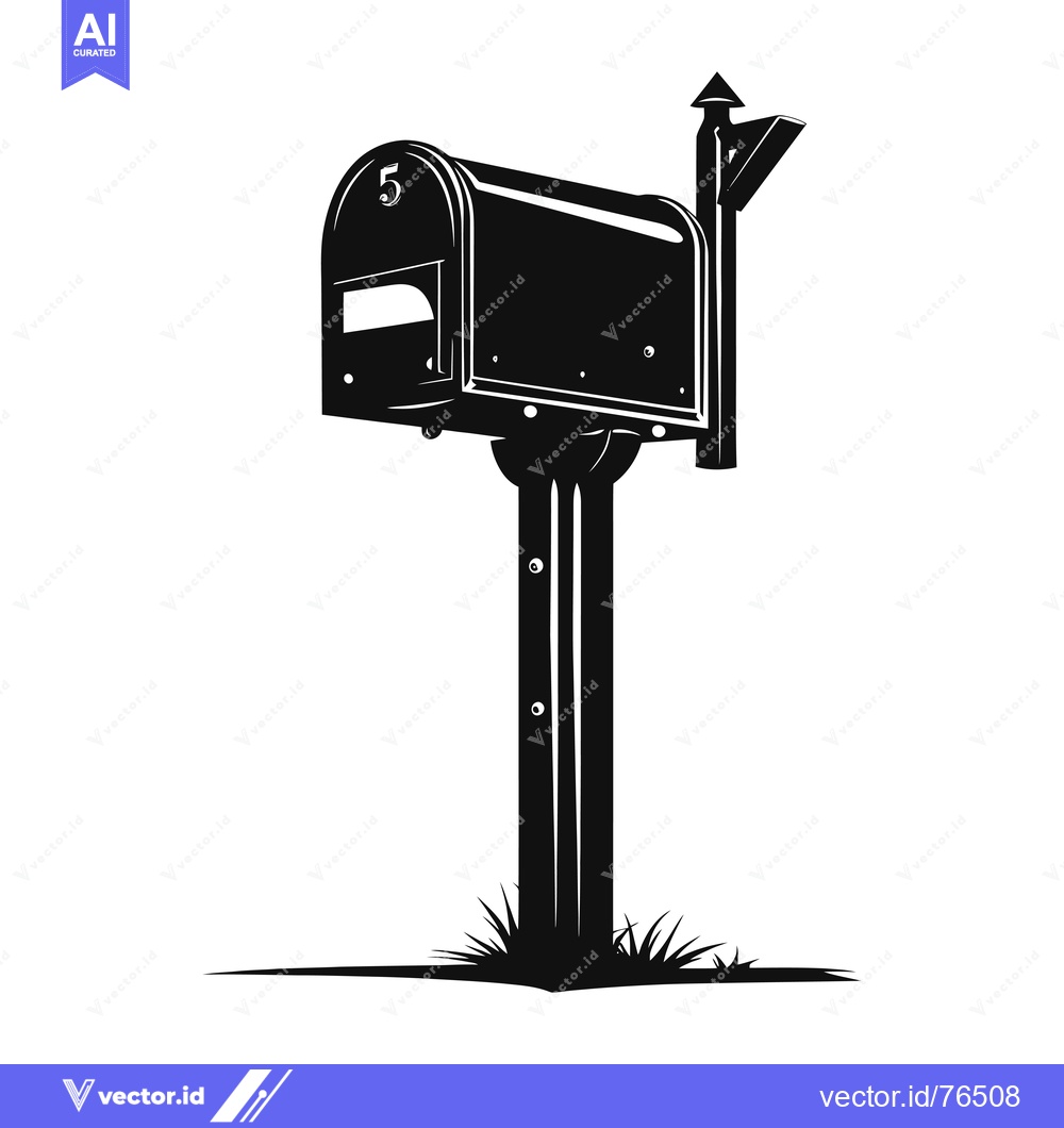 Premium Vector dari A Silhouette of a Mailbox Mounted on a Wooden Post