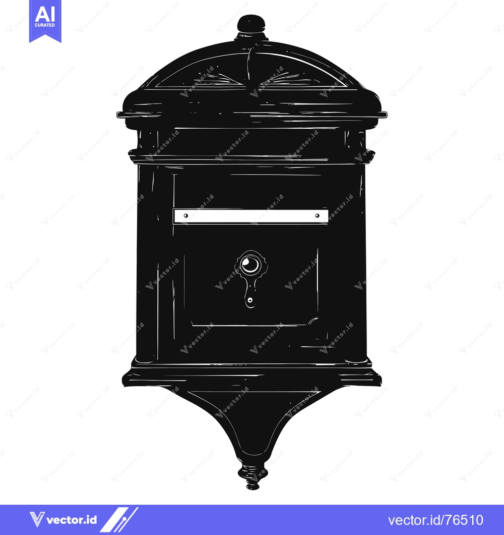 Premium Vector dari Black and White Illustration of a Traditional Mailbox