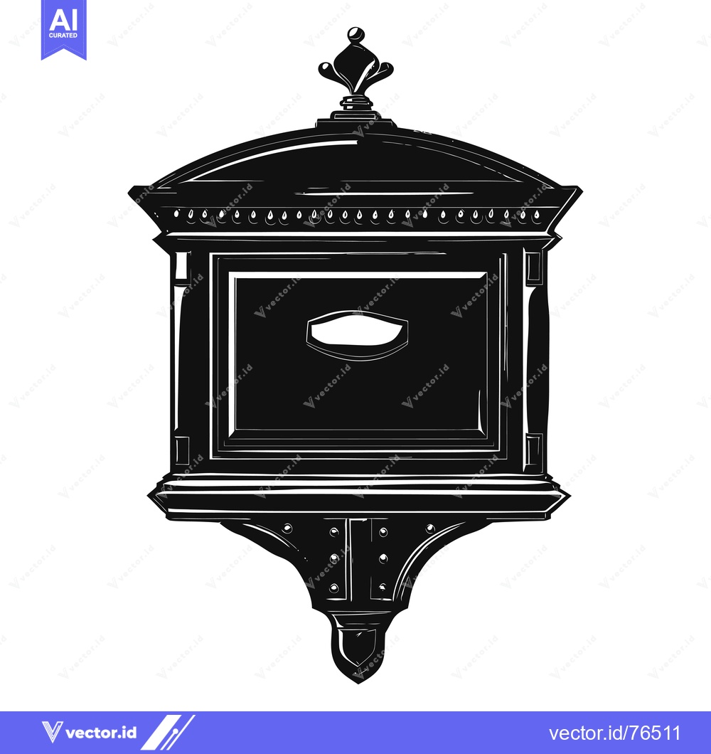 Premium Vector of Ornate, Black and White Silhouette of a Wall-Mounted Mailbox