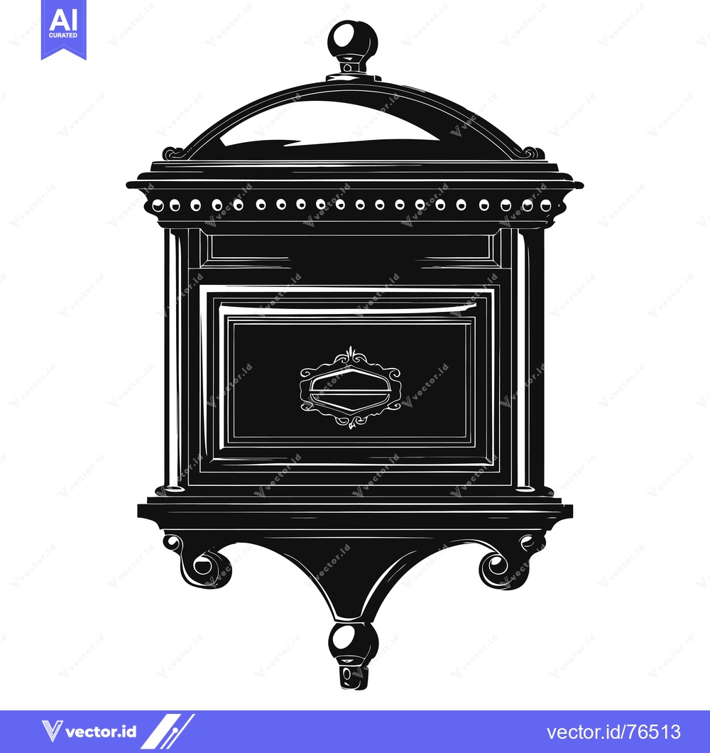 Premium Vector dari Black and White Silhouette of an Ornate Mailbox