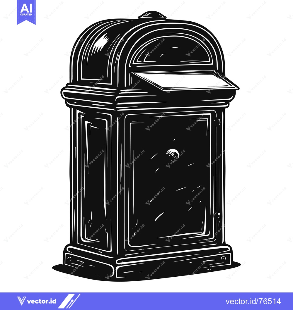 Premium Vector of A Black and White Illustration of a Vintage Mailbox