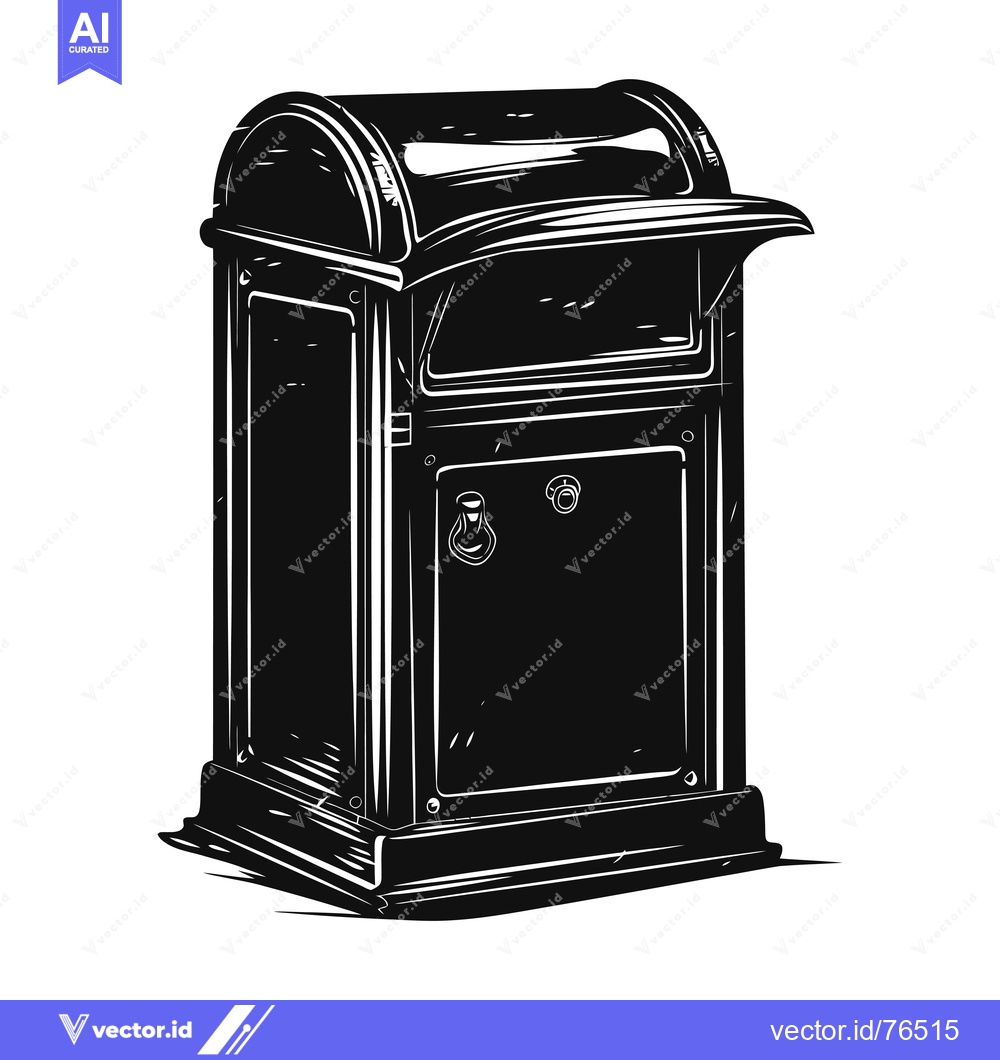 Premium Vector of Black and White Silhouette of a Vintage Mailbox