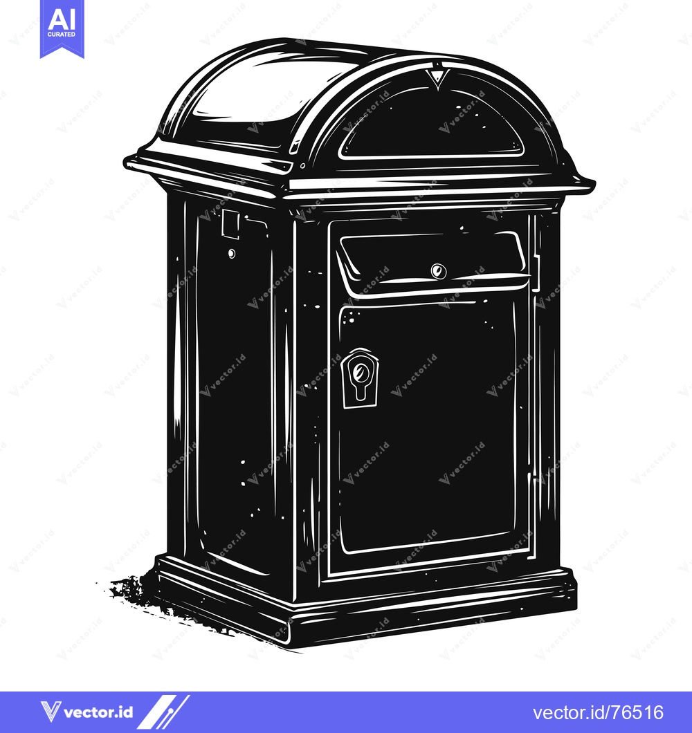 Premium Vector dari Black and White Illustration of a Vintage Mailbox