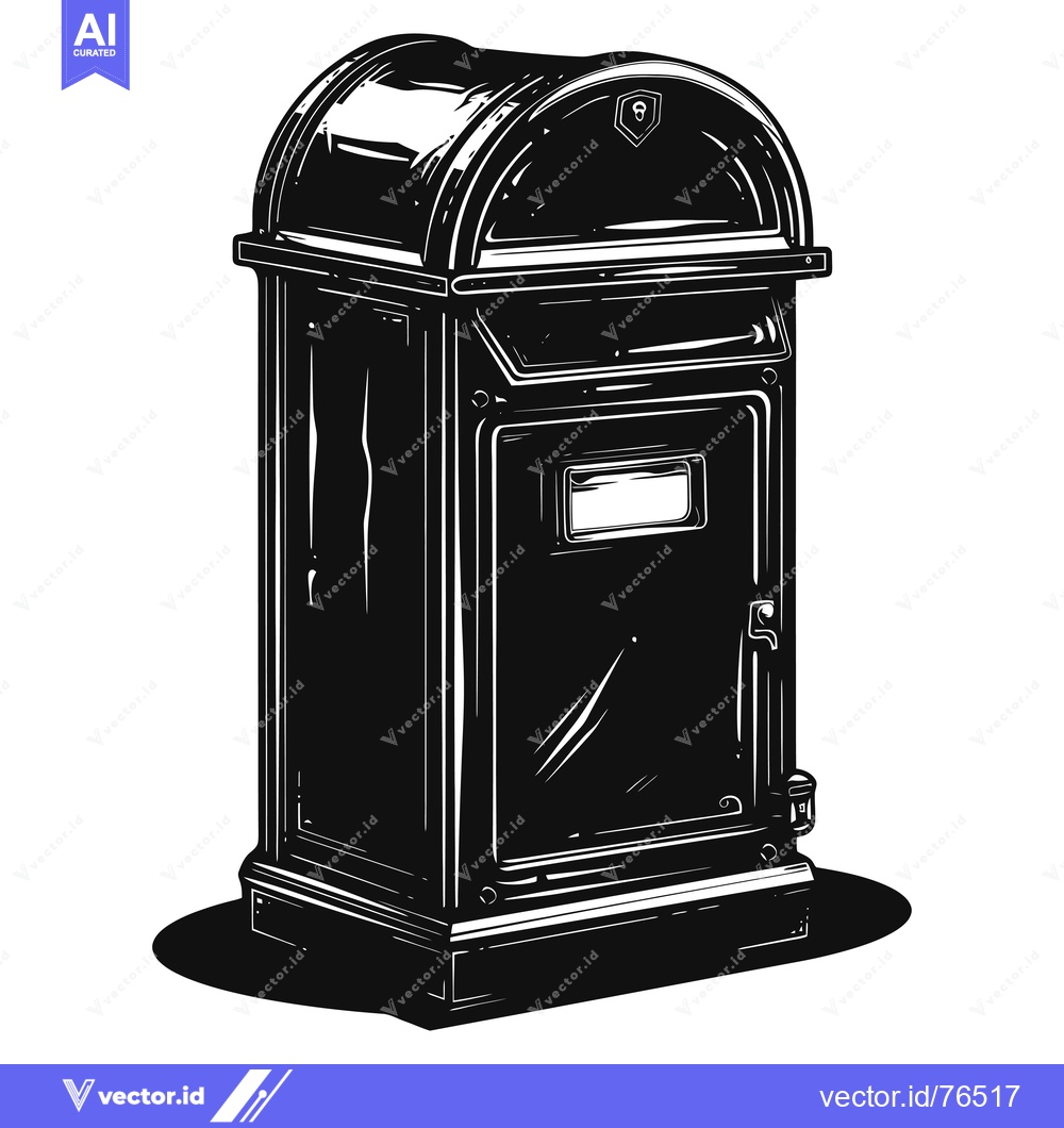 Premium Vector dari Black and White Illustration of a Vintage Mailbox