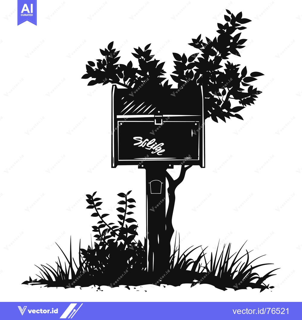 Premium Vector dari Silhouette of a Mailbox in a Garden Setting