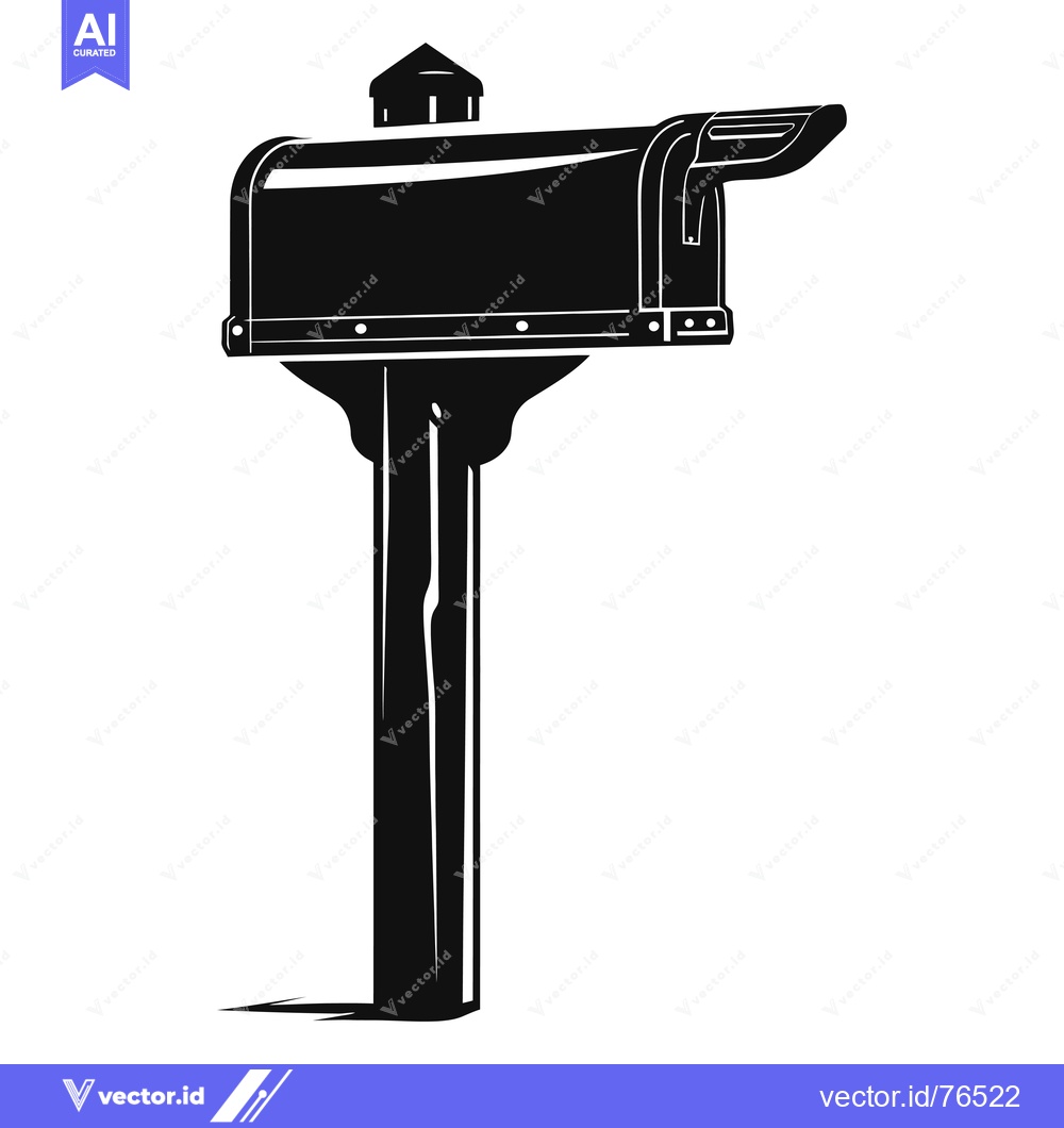 Premium Vector dari Silhouette of a Post Office Mailbox on a Wooden Post