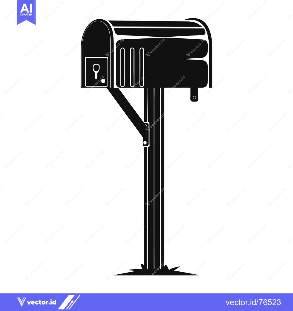 Premium Vector of Black and White Silhouette of a Mailbox on a Post