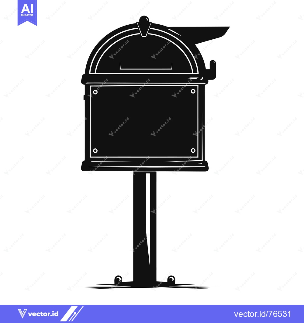 Premium Vector dari Black and White Silhouette of a Mailbox on a Stand