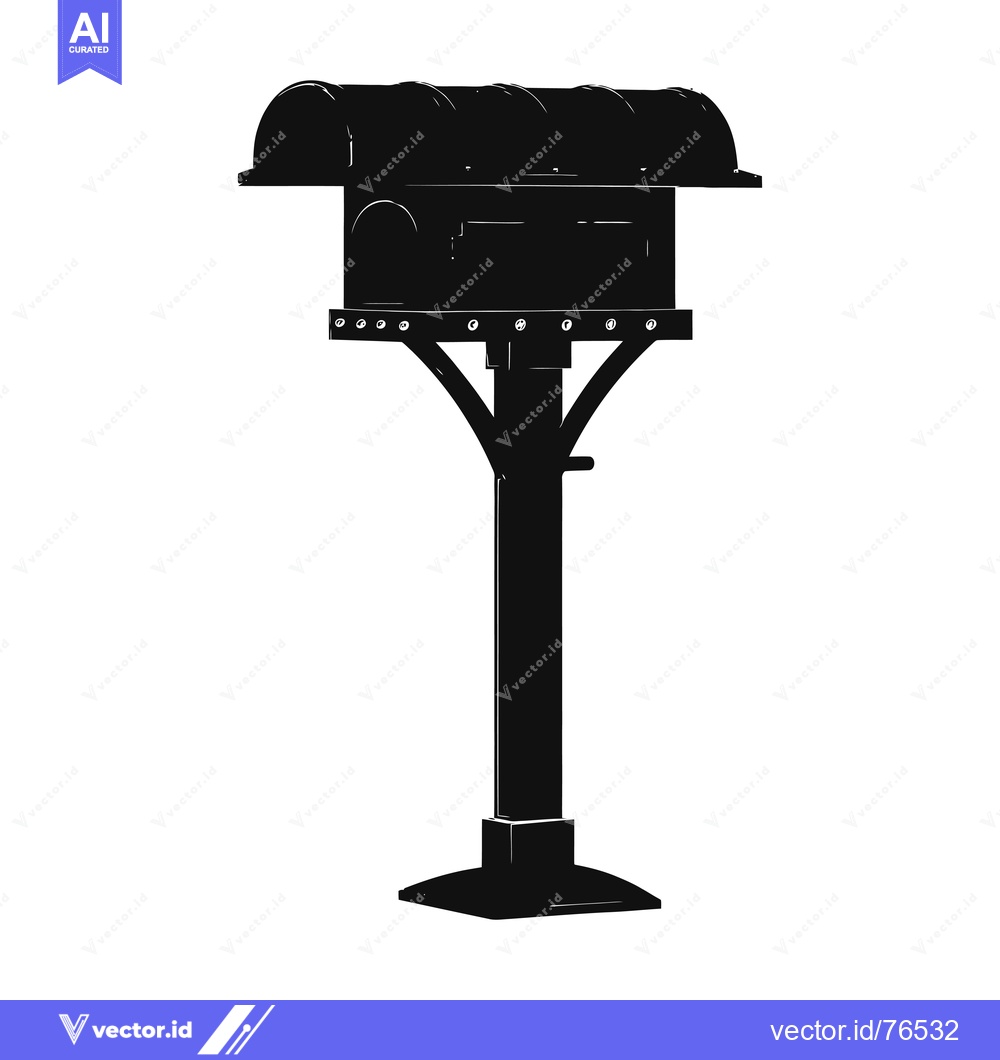 Premium Vector dari Black and White Silhouette of a Mailbox on a Stand
