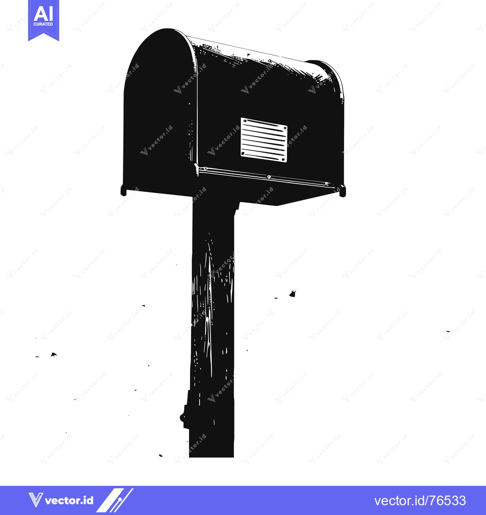 Premium Vector of A Black and White Illustration of a Rural Mailbox