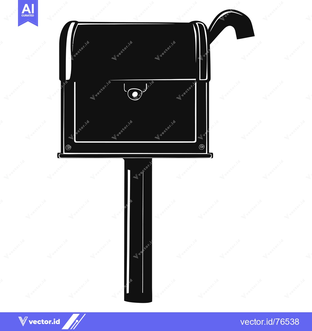 Premium Vector dari Black and White Silhouette of a Mailbox with a Flag Up