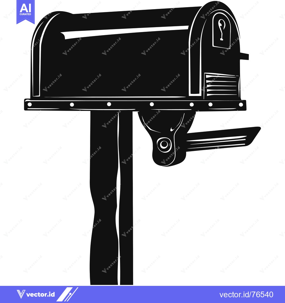 Premium Vector of Silhouette of a Traditional Mailbox with a Post