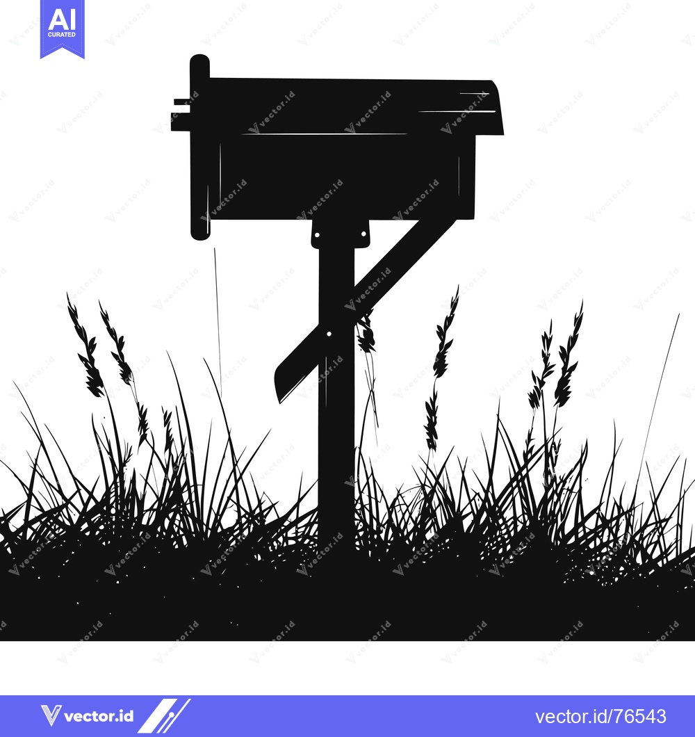Premium Vector dari Silhouette of a Mailbox Standing in Tall Grass