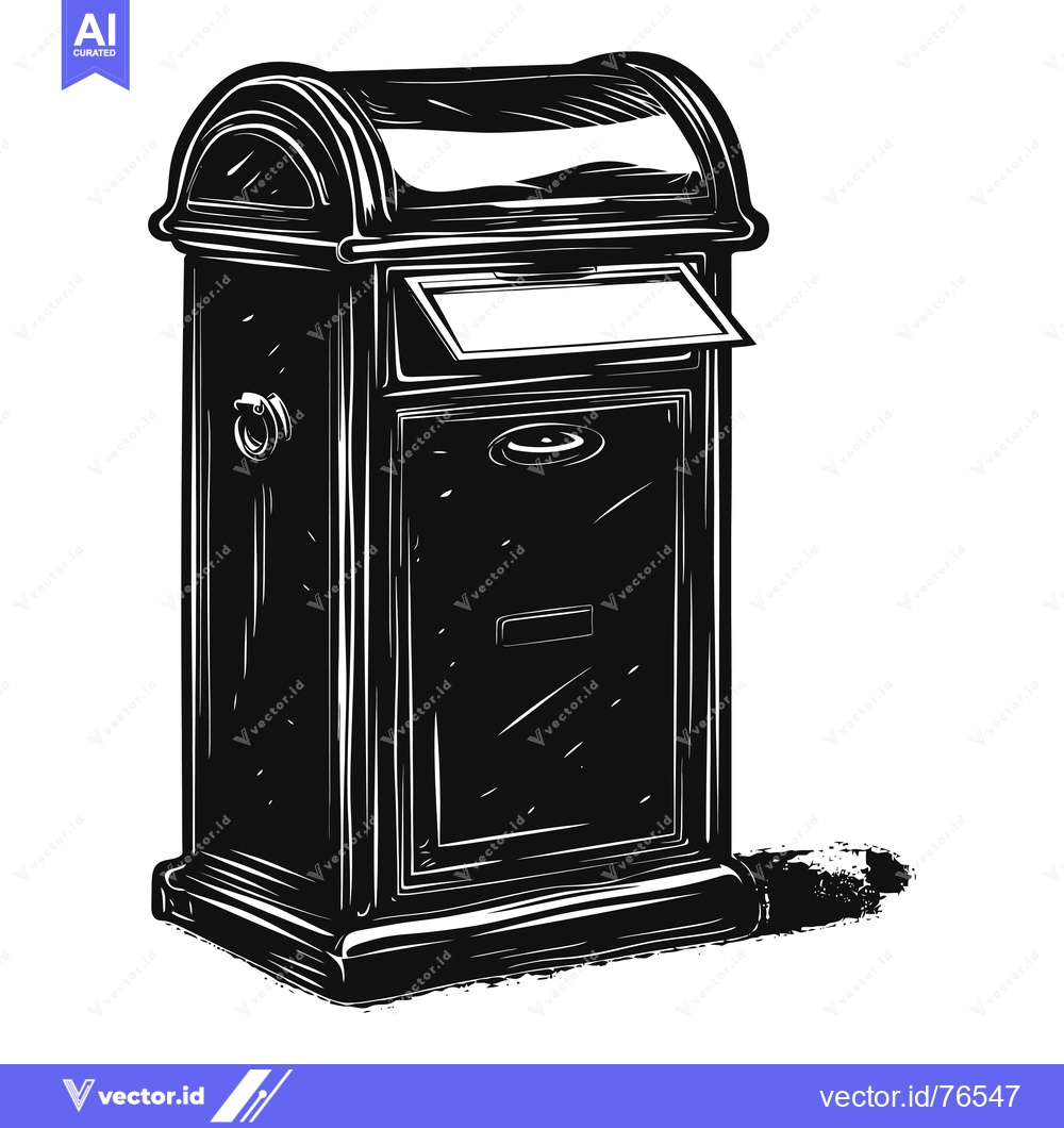 Premium Vector of Vintage Black and White Illustration of a Mailbox