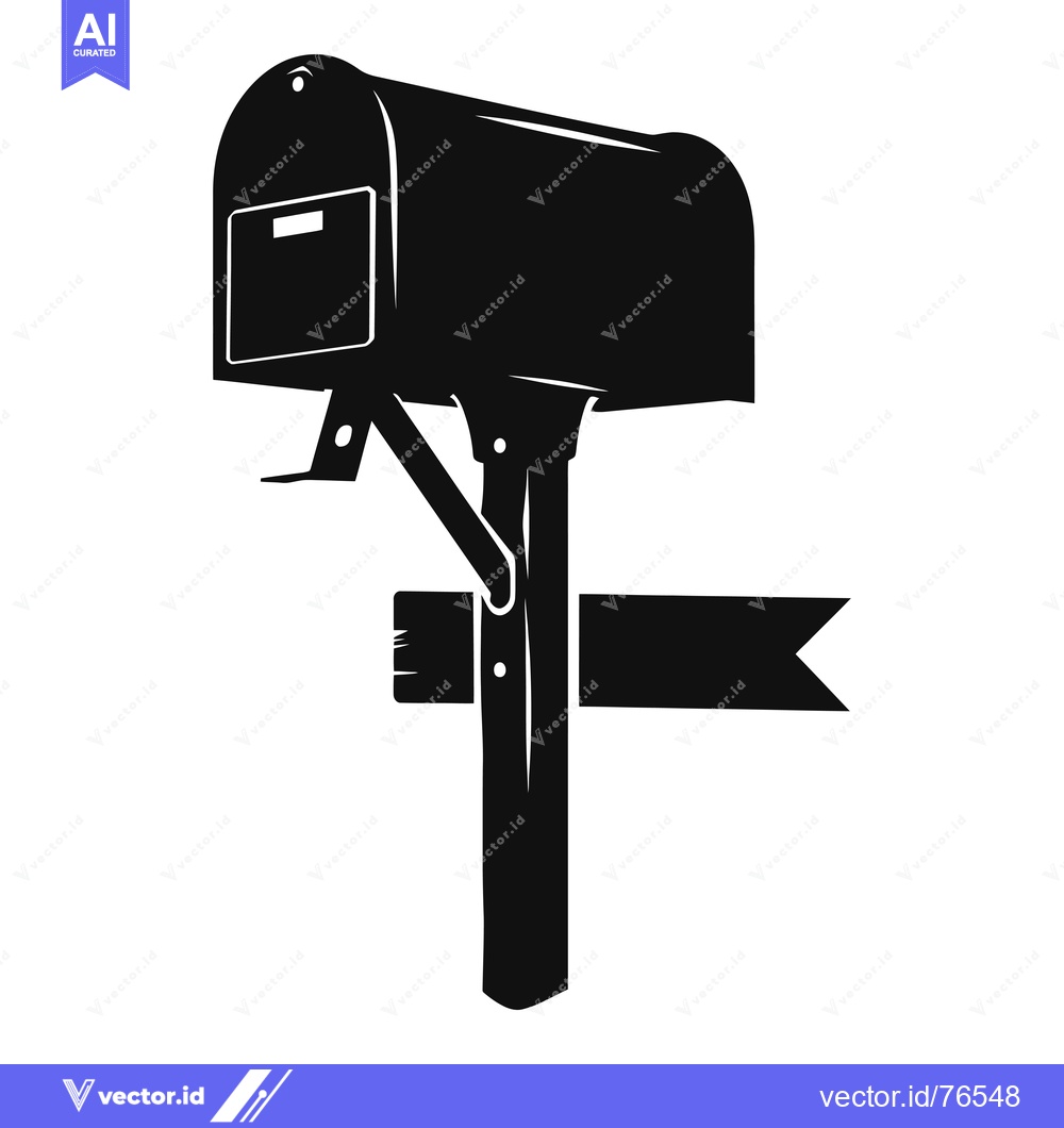 Premium Vector dari Black and white silhouette of a mailbox with a sign