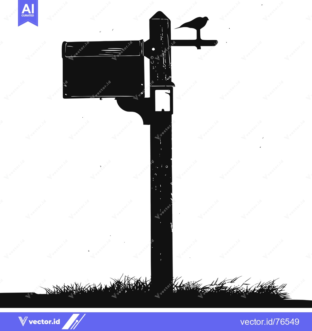 Premium Vector dari Silhouette of a Mailbox with a Bird Perched on Top