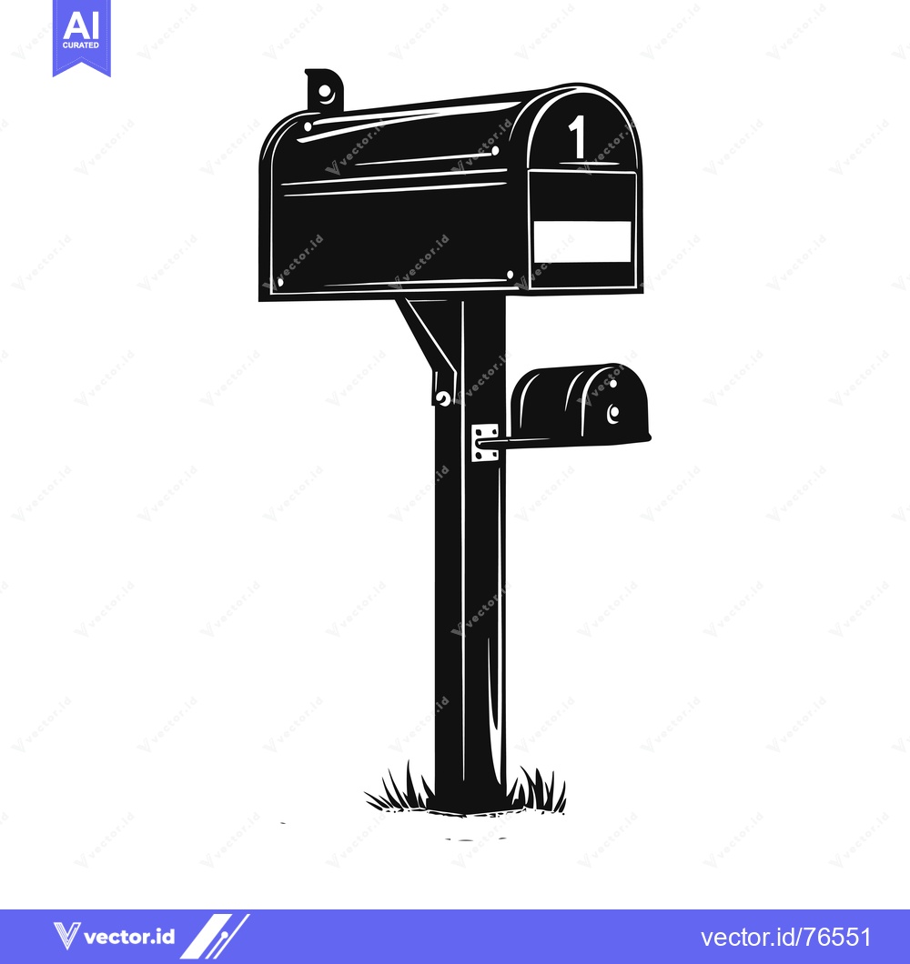 Premium Vector dari A Black and White Illustration of a Mailbox with a Number One on the F