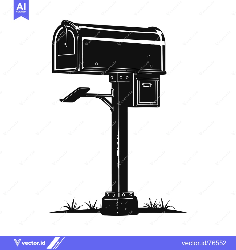 Premium Vector of Black and White Silhouette of a Mailbox